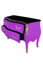 Baroque chest of drawers (commode) of style Louis XV purple and black top with 2 drawers