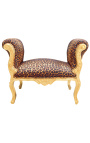 Banc barroc en teixit lleopard estil Lluís XV i fusta daurada