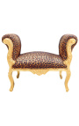 Barocke Louis XV-Bank aus Leopardenstoff und Goldholz 