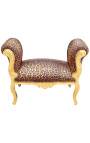 Barocke Louis XV-Bank aus Leopardenstoff und Goldholz 