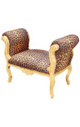 Barroco Louis XV leopardo de banco tela y madera de oro