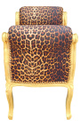 Barroco Louis XV leopardo de banco tela y madera de oro