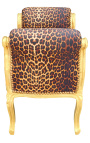 Banquette baroque de style Louis XV tissu leopard et bois doré