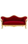 Barok Sofa Napoléon III Burgundische velvet en gouden hout