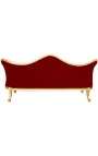 Barok Sofa Napoléon III Burgundische velvet en gouden hout