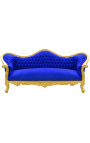 Barokni kavč Napoléon III modri žamet in zlato les