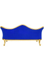 Canapé baroque Napoléon III tissu velours bleu et bois doré - 16