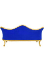 Sofa barokowe Napoléon III niebieski velvet i drewno złote