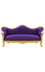 Barock Sofa Napoléon III lila Samt und Gold Holz