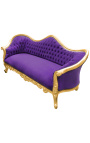 Baroka sofas Napoléon III violeta velmēts un zelta koksne