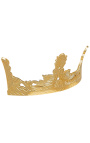 Cama canopy en forma de corona dorada de madera