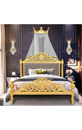 Bed canopy in wood gilded crown-shaped