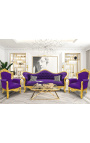 Barok Sofa Napoléon III Purple velvet en gouden hout