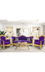 Barokk sofa Napoléon III purple velvet og gull tre