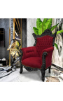 Grand Rococo Barok fauteuil bordeaux fluweel en glanzend zwart