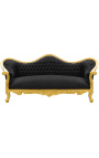 Canapea barocă Napoléon III Velvetul negru și lemnul de aur