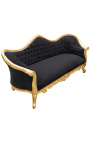 Barock Sofa Napoléon III schwarze Samt und Gold Holz