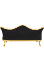 Barroco Sofa Napoléon III terciopelo negro y madera de oro