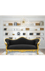 Barroco Sofa Napoléon III terciopelo negro y madera de oro