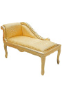 Louis XV Chaise longue tessuto satinato oro e legno d'oro - 19