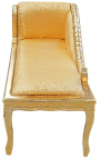 Espreguiçadeira estilo Luís XV em tecido acetinado dourado e madeira dourada