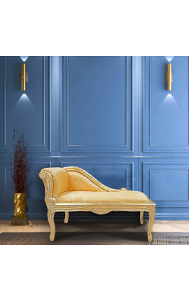 Llit de descans d&#039;estil Lluís XV en teixit setinat daurat i fusta daurada