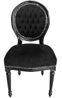 Chaise de style Louis XVI velours noir et bois noir