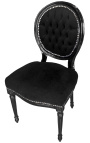 Cadira estil Lluís XVI vellut negre i fusta negra