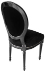 Chaise de style Louis XVI velours noir et bois noir