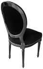 Louis XVI style chair black velvet and black wood