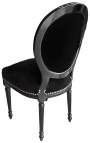 Chaise de style Louis XVI velours noir et bois noir