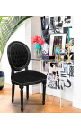 Louis XVI style chair black velvet and black wood