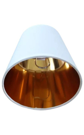 Zelta un balta lampshade uz clip-on lampas ideāli sienas gaismas