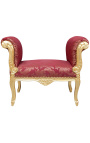 Barroco Louis XV burdeos de banco (rojo) con patrones Gobelins tela y madera de oro