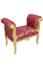 Barokowy Louis XV bench (czerwony) z "Gobeliny" wzory tkaniny i drewna złota