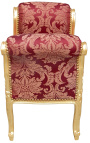 Barock Louis XV bänk burgundy (röd) med "Gobelins" mönster tyg och guld trä