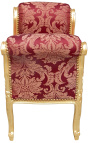 Barock Louis XV Bank Burgunder (rot) mit "Rebellen" muster stoff und gold holz