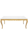 Table de repas baroque en bois doré à la feuille et plateau blanc