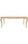Barroco de mesa de madera con hoja de oro y tapa brillante blanco