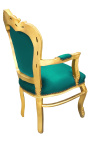 Barok Rococo fauteuil stijl groen fluweel en goud hout