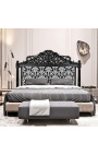 Tête de lit Baroque tissu motifs floraux blanc et bois noir