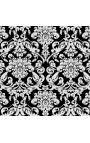 Tête de lit Baroque tissu motifs floraux blanc et bois noir