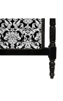 Tête de lit Baroque tissu motifs floraux blanc et bois noir