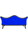 Barock Sofa Napoléon III blaues Samt und schwarz lackiertes Holz