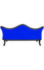 Canapé baroque Napoléon III tissu velours bleu et bois laqué noir - 18