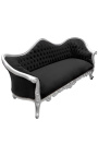 Barok Sofa Napoléon III zwart velvet en zilver hout