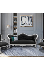 Barok Sofa Napoléon III zwart velvet en zilver hout