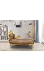 Gran llit de descans barroc de teixit lleopard i fusta daurada