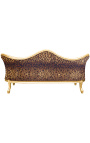 Barokni kavč Napoléon III leopard tiskana tkanina in zlato les