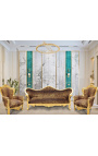 Baroque Sofa Napoléon III leopard printed fabric and gold wood